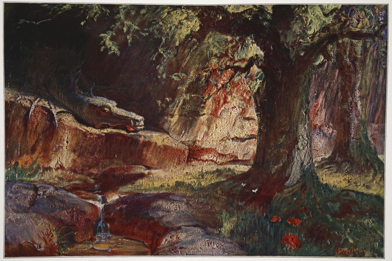 Fafner i sin hule, 1906 af Hermann Hendrich