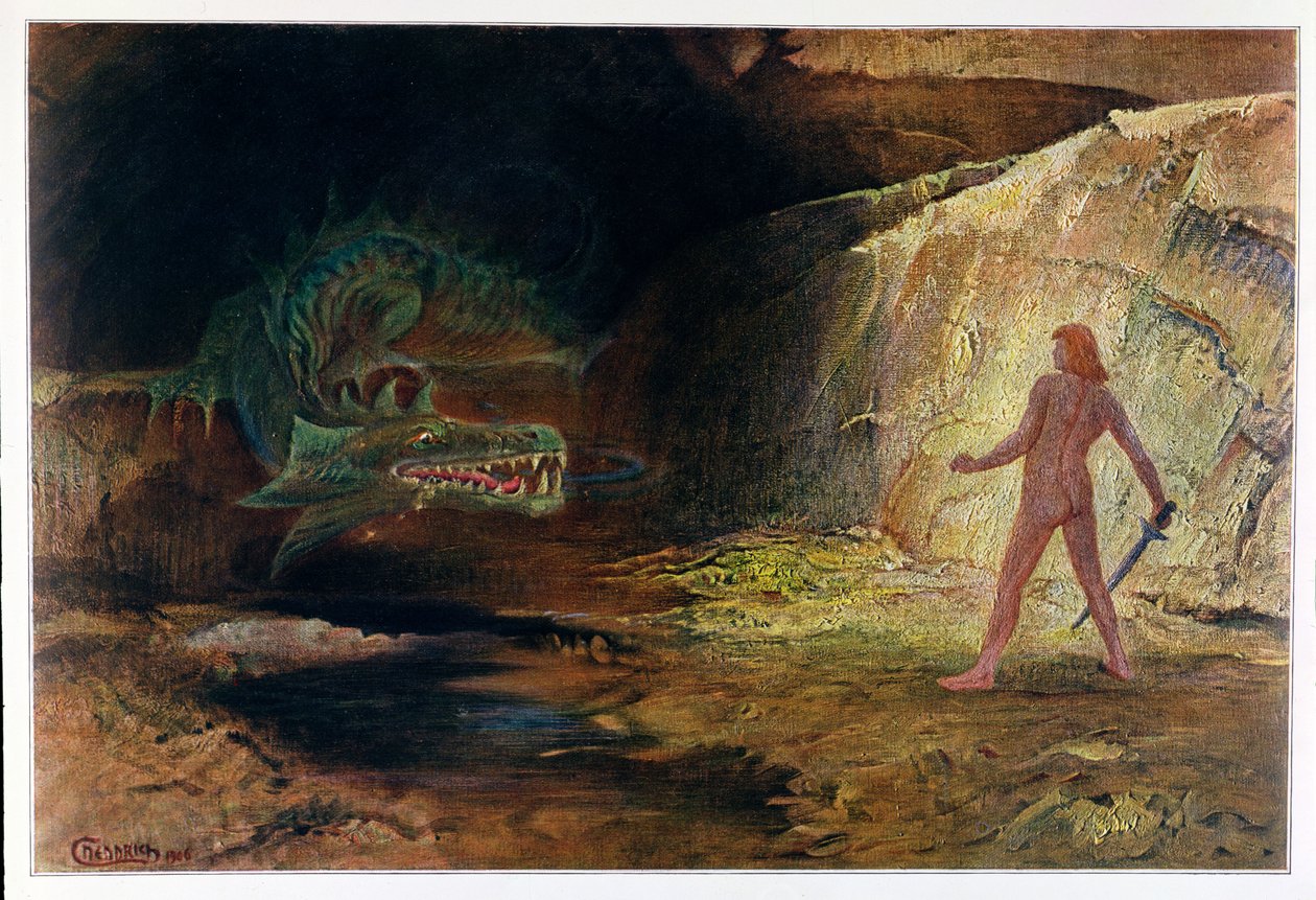 Siegfried og Fafner, 1906 af Hermann Hendrich