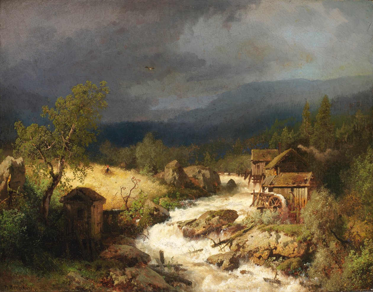 Mølle på en torrent, 1871. af Hermann Herzog
