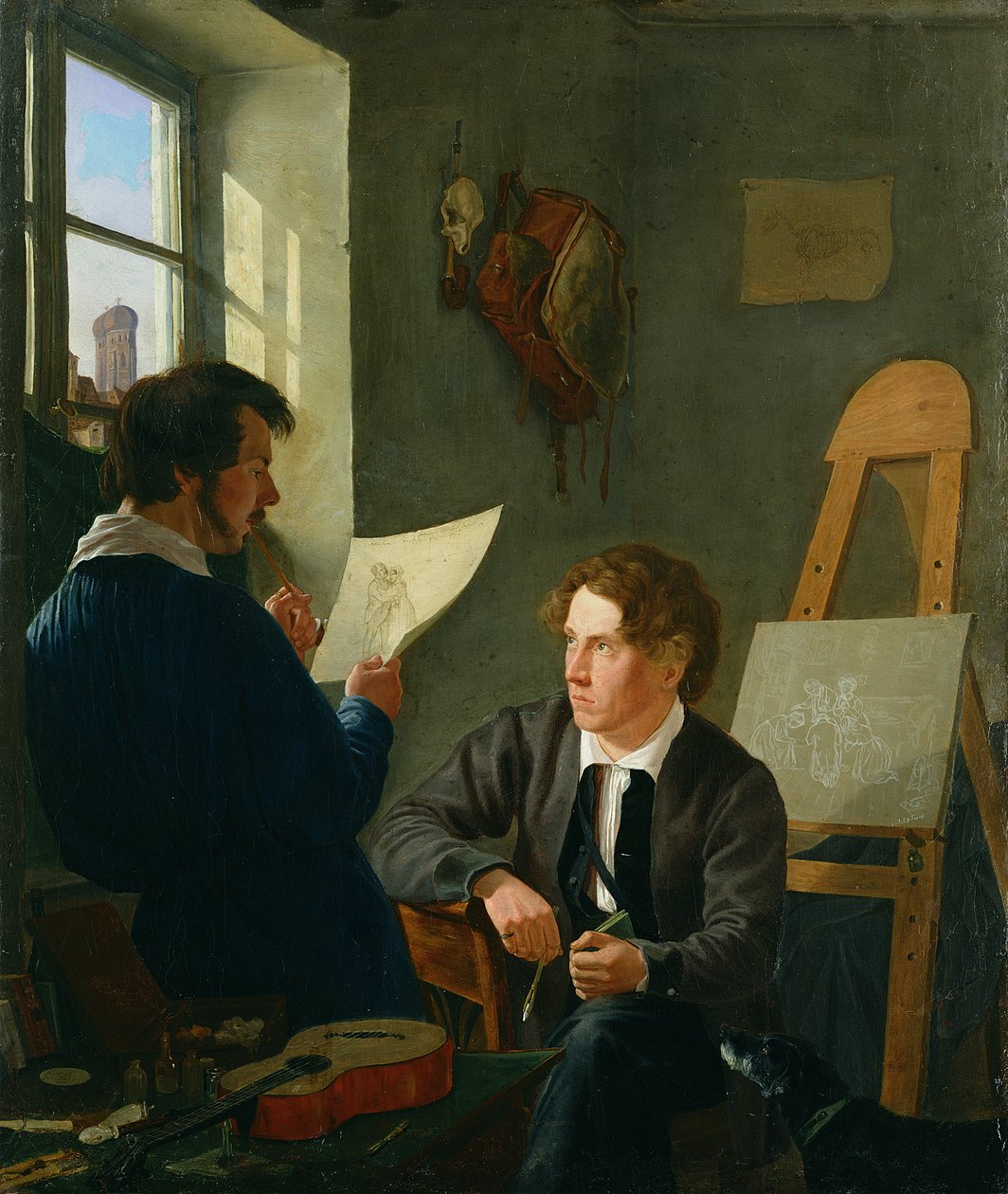 Hermann Kauffmann og Georg Haeselich (1806-94) i Kauffmanns Munich Studio, 1830 af Hermann Kauffmann