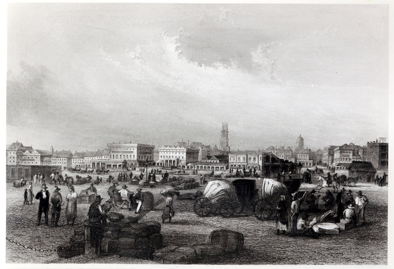 Am Kai Levee i New Orleans, ca. 1840 (bW-foto) af Hermann Meyer