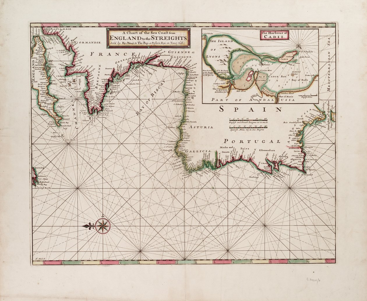 Et kort over havkysten fra England til Stræderne af Hermann Moll