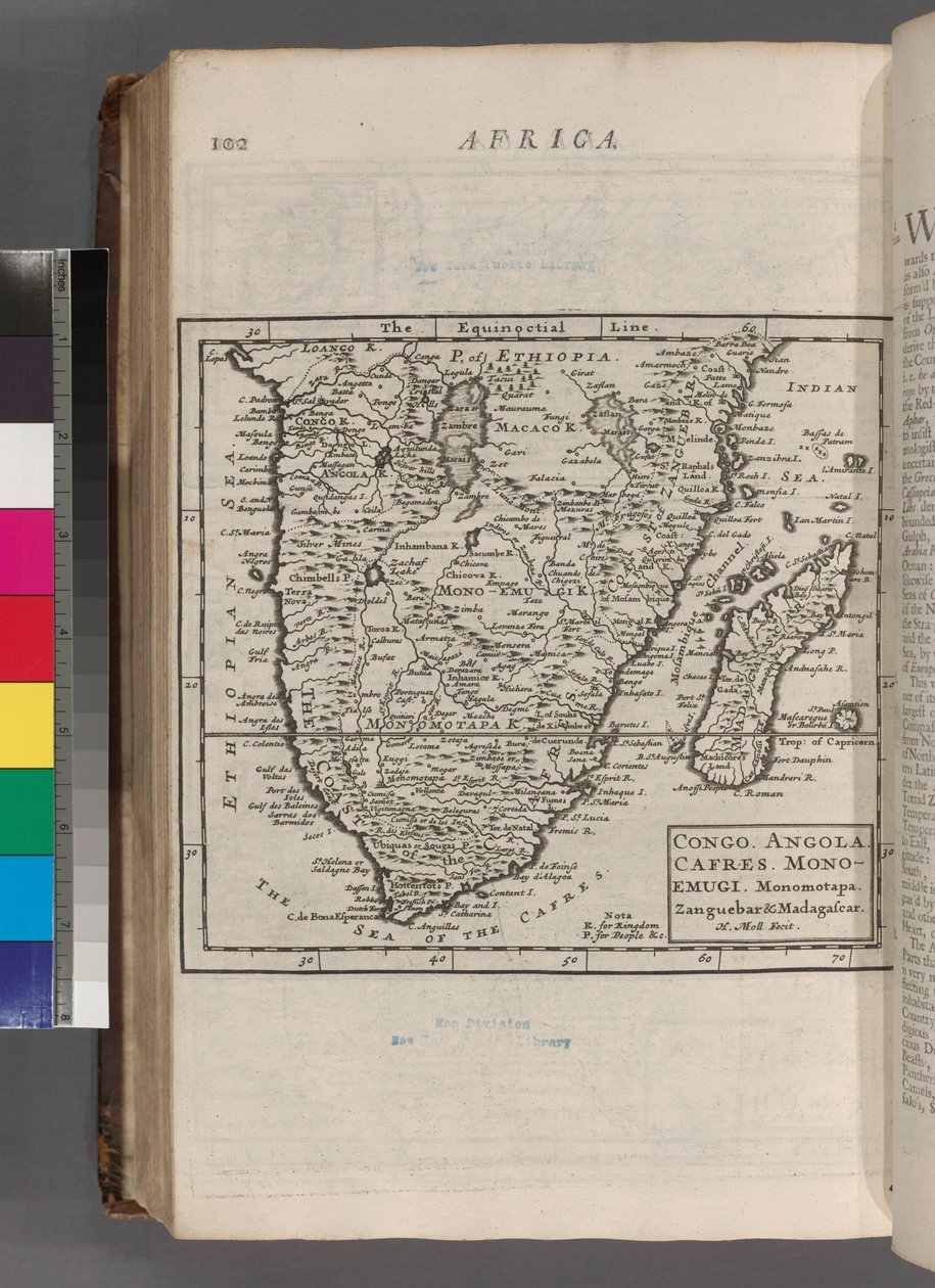 congo. Angola. kaffers. Monoemugi. Monomotapa. Zanguebar og Madagaskar, 1701 af Hermann Moll