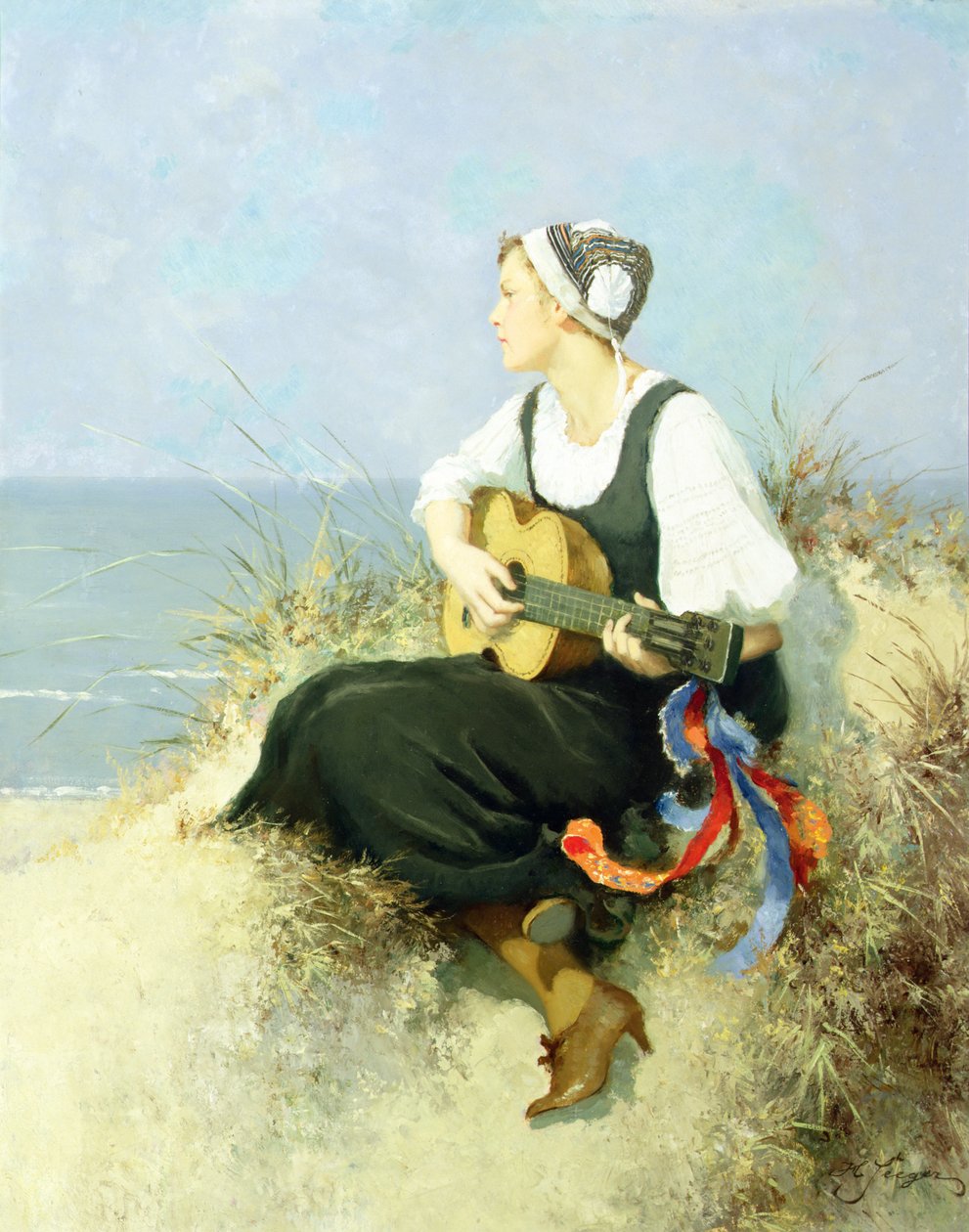 On the Beach (olie på lærred) af Hermann Seeger