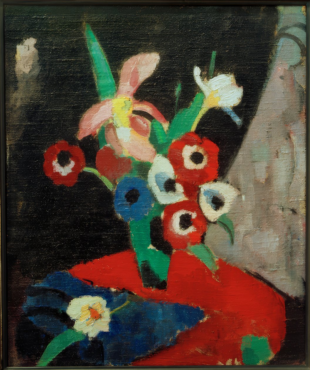 Stilleben med blomster på sort baggrund II af Hermann Stenner