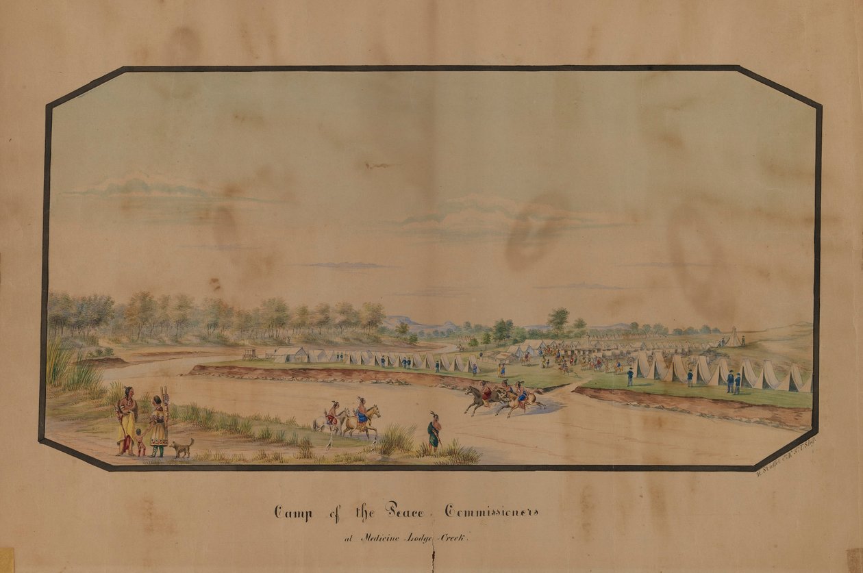 Fredskommissærernes lejr ved Medicine Lodge Creek af Hermann Stieffel