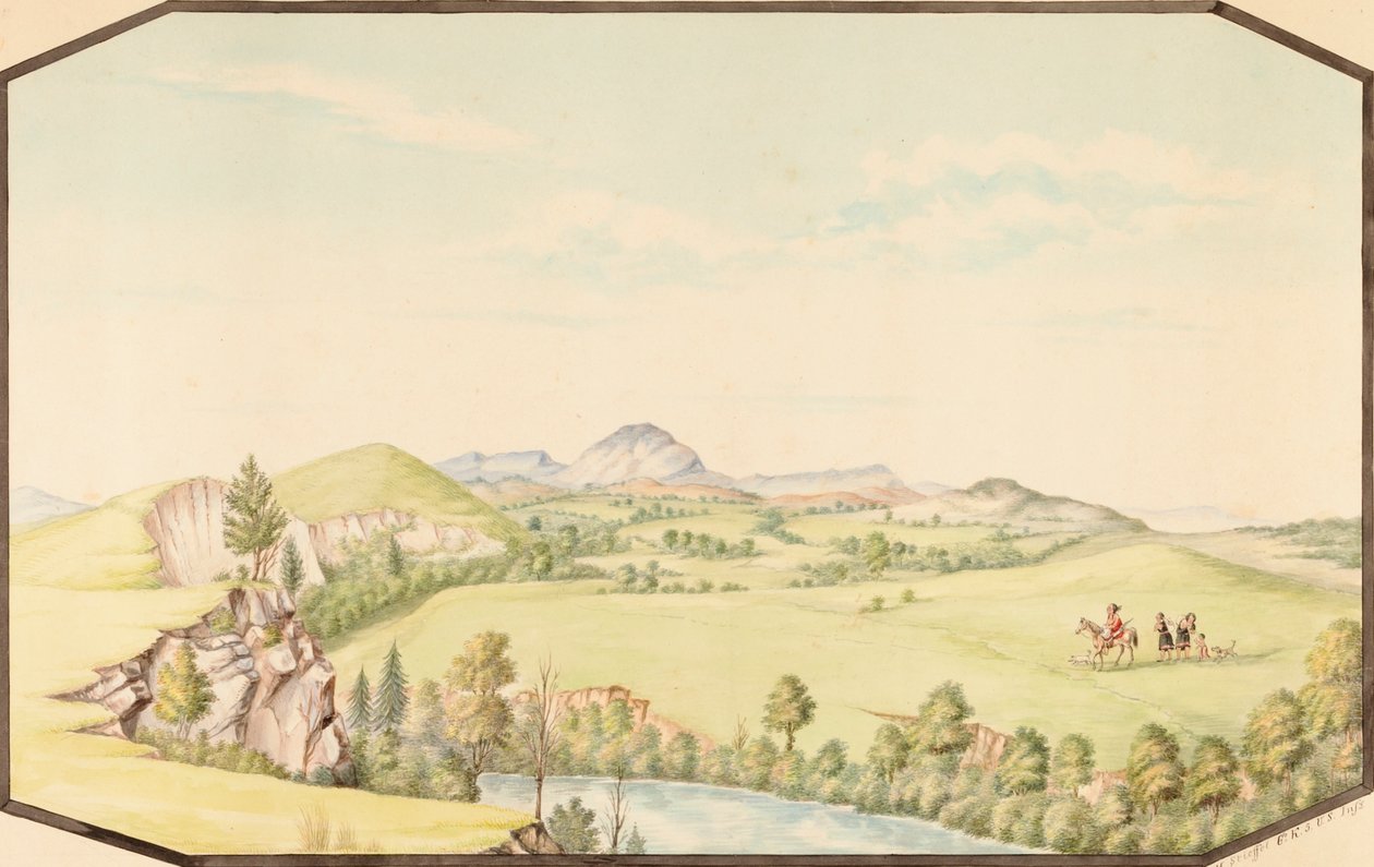 Wichita-bjergene fra Medicine Bluff, Indian Territory, 1867. af Hermann Stieffel