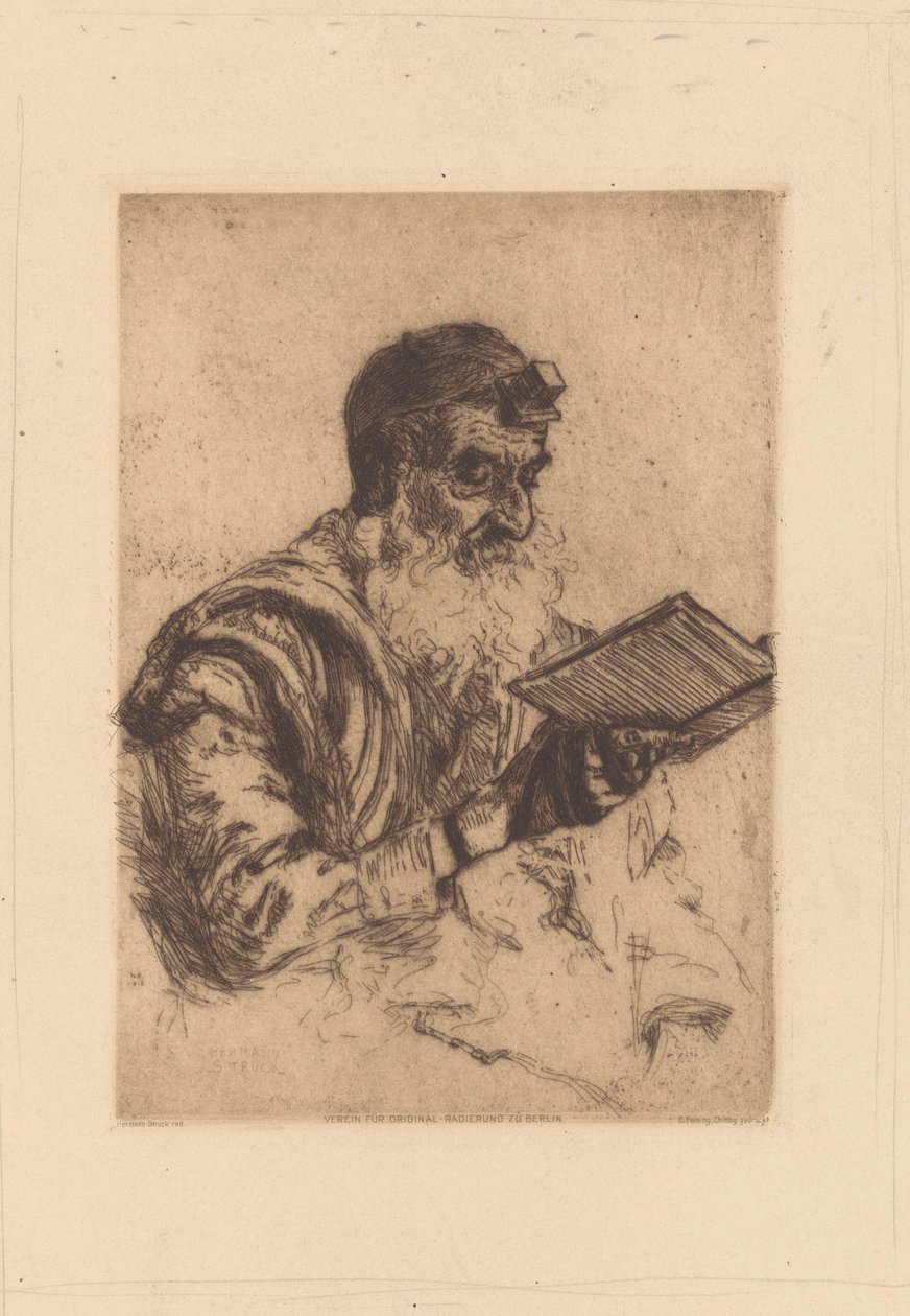 Bedende jødisk mand af Hermann Struck (signed by artist)