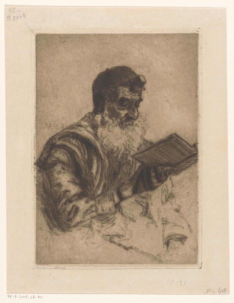Bedende jødisk mand af Hermann Struck (signed by artist)
