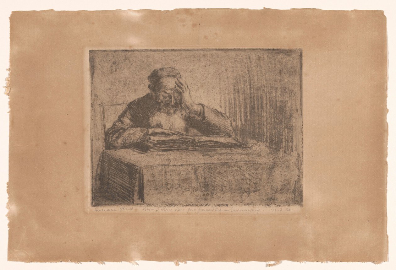 Jødisk mand læser af Hermann Struck (signed by artist)