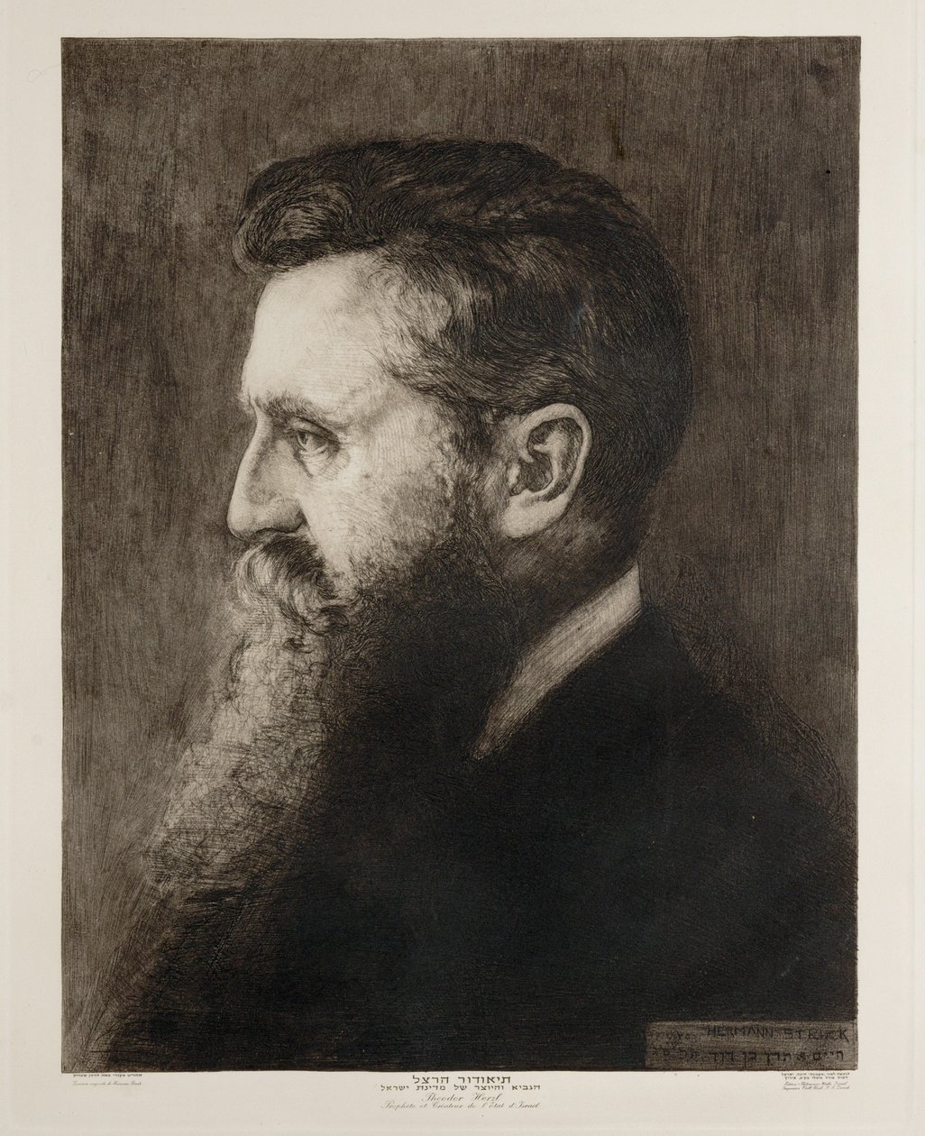 Theodor Herzl, grundlægger af staten Israel ... (kobberstik) af Hermann Struck