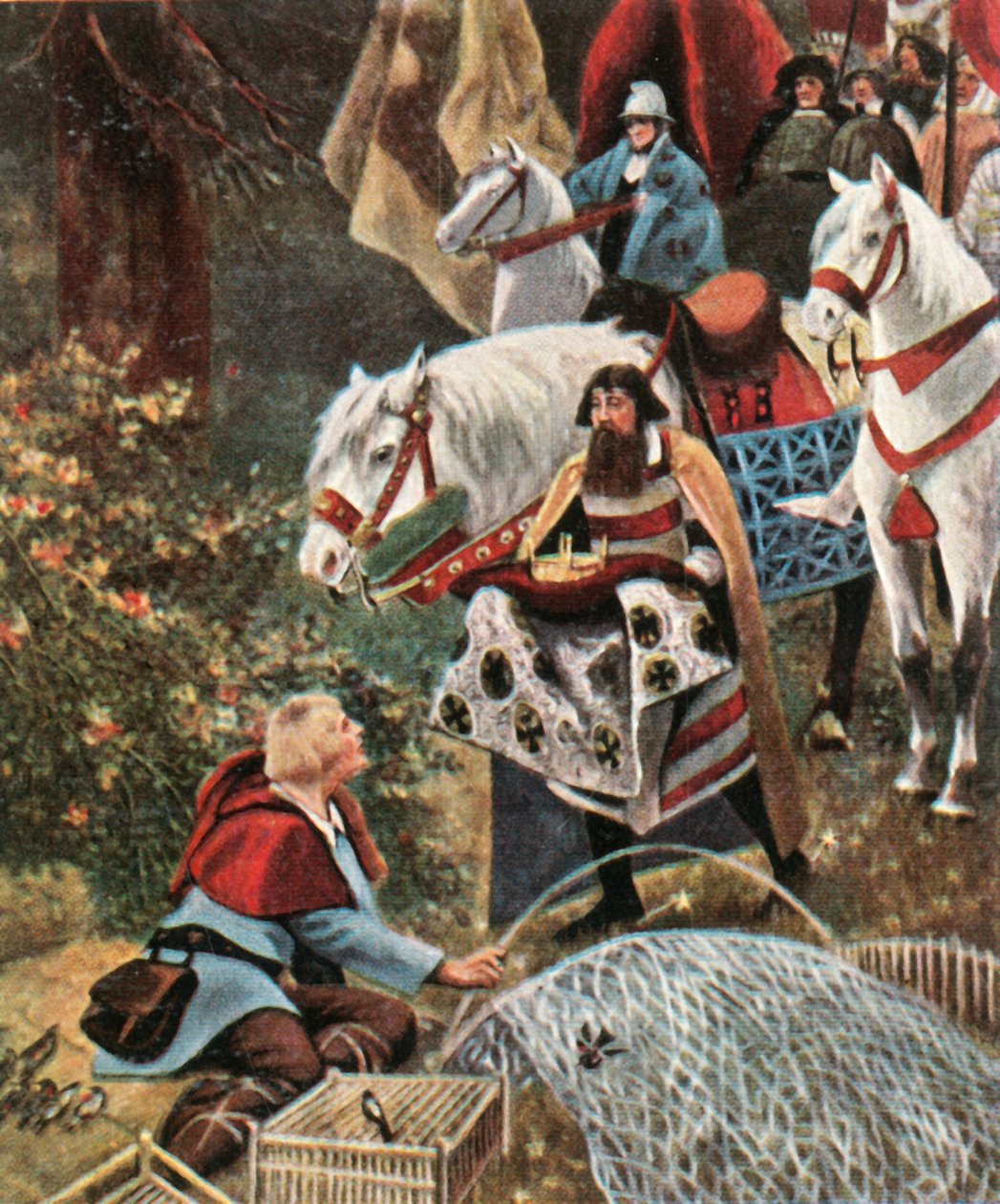 Henry the Fowler blev tilbudt kronen, mens han fangede fugle, 1900, 1936. af Hermann Vogel