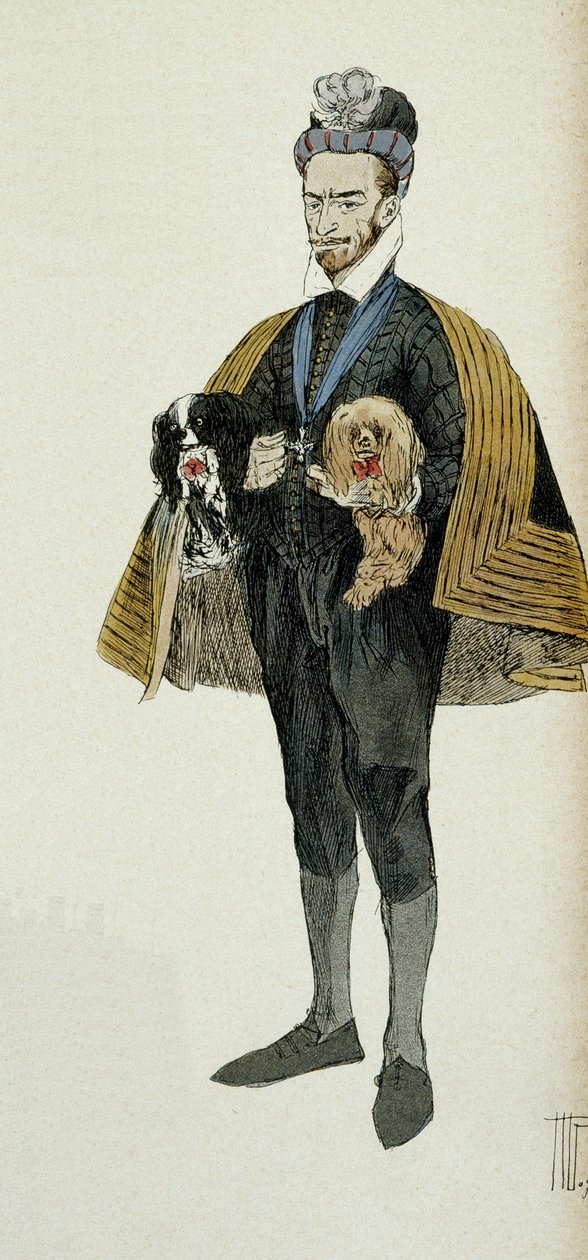 Portræt af Henrik III (1551-1589), konge af Frankrig (1574-1589) og konge af Polen (1574). Illustration 1907, af Hermann Vogel (1856-1918). Særlige samling. af Hermann Vogel