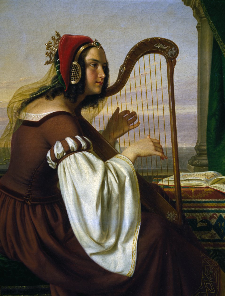 Harpens musik, af Hermann Von Hanstein (1809-1878), olie på lærred. Tyskland af Hermann Von Hanstein