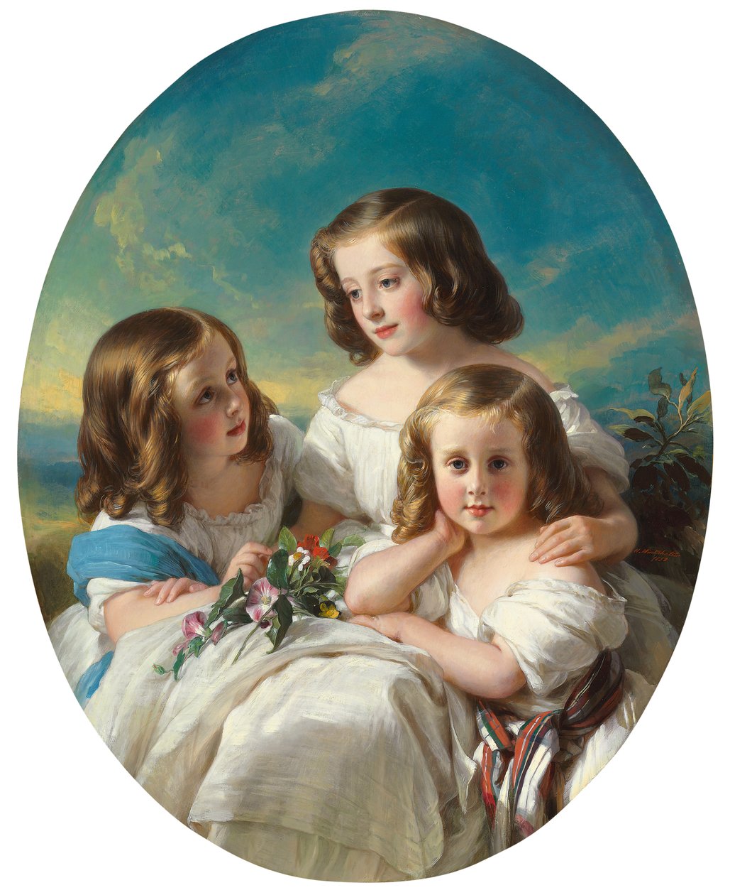 Tre unge piger fra Chateaubourg-familien, 1850 af Hermann Winterhalter