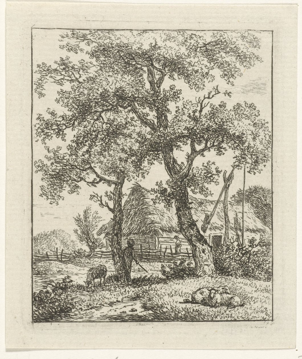 Gård og fårehyrde af Hermanus Fock