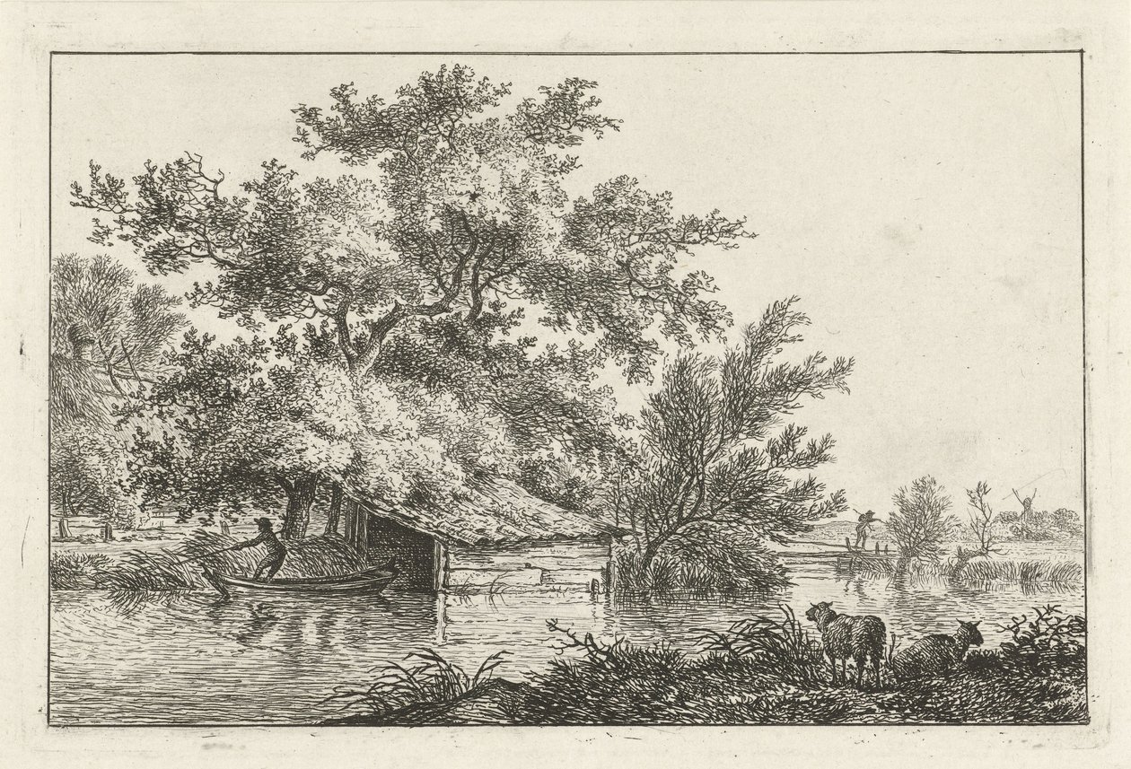 Båd ved bådehus af Hermanus Fock