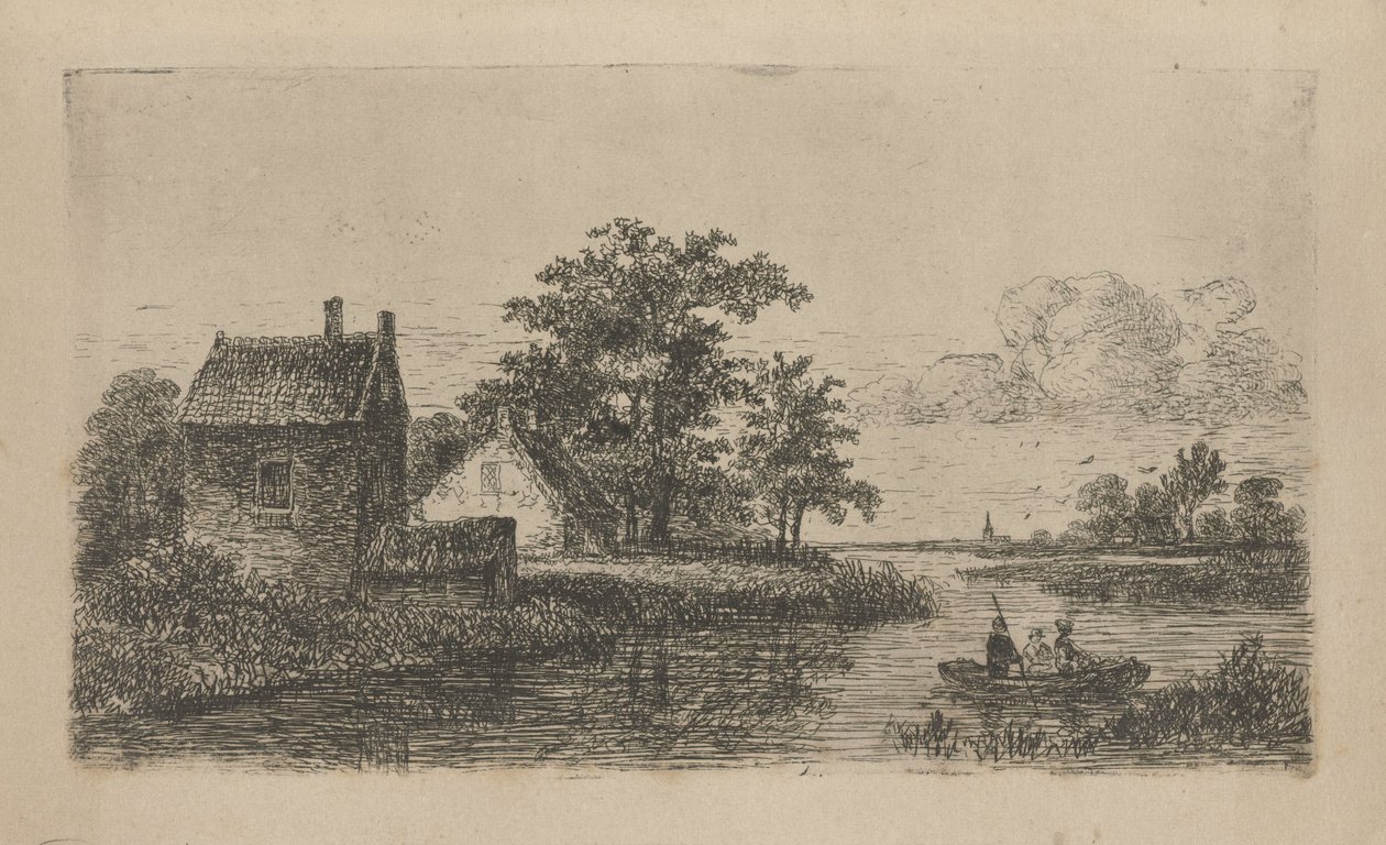 Tre mænd i en båd af Hermanus Jan Hendrik van Rijkelijkhuysen