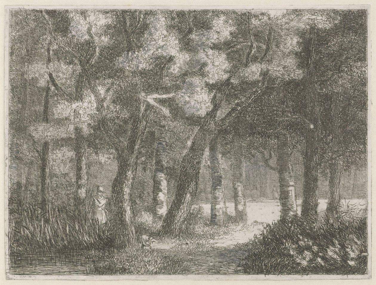 Hunter og hans hund i skoven af Hermanus Jan Hendrik van Rijkelijkhuysen