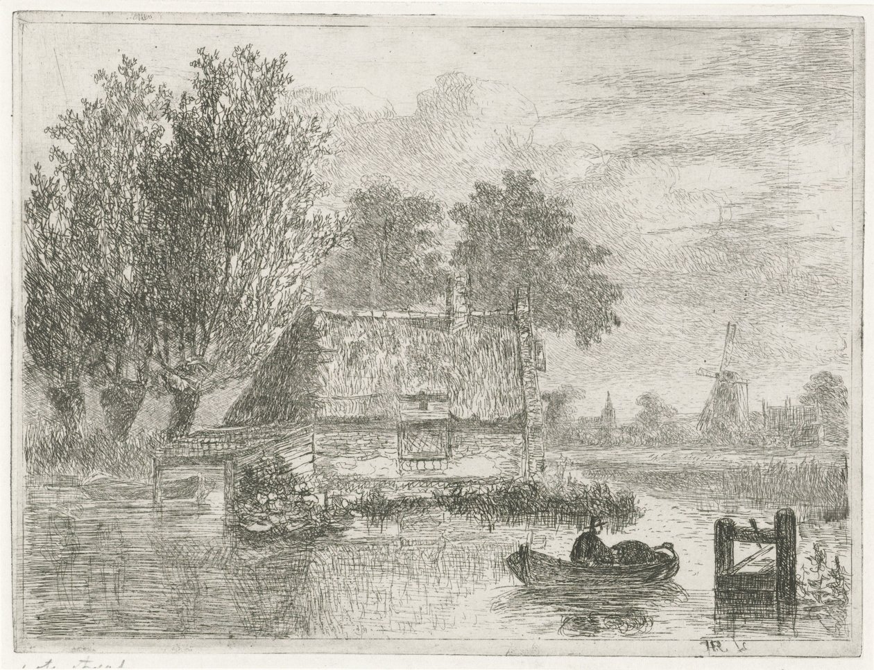 Mand med en tønde i en båd af Hermanus Jan Hendrik van Rijkelijkhuysen