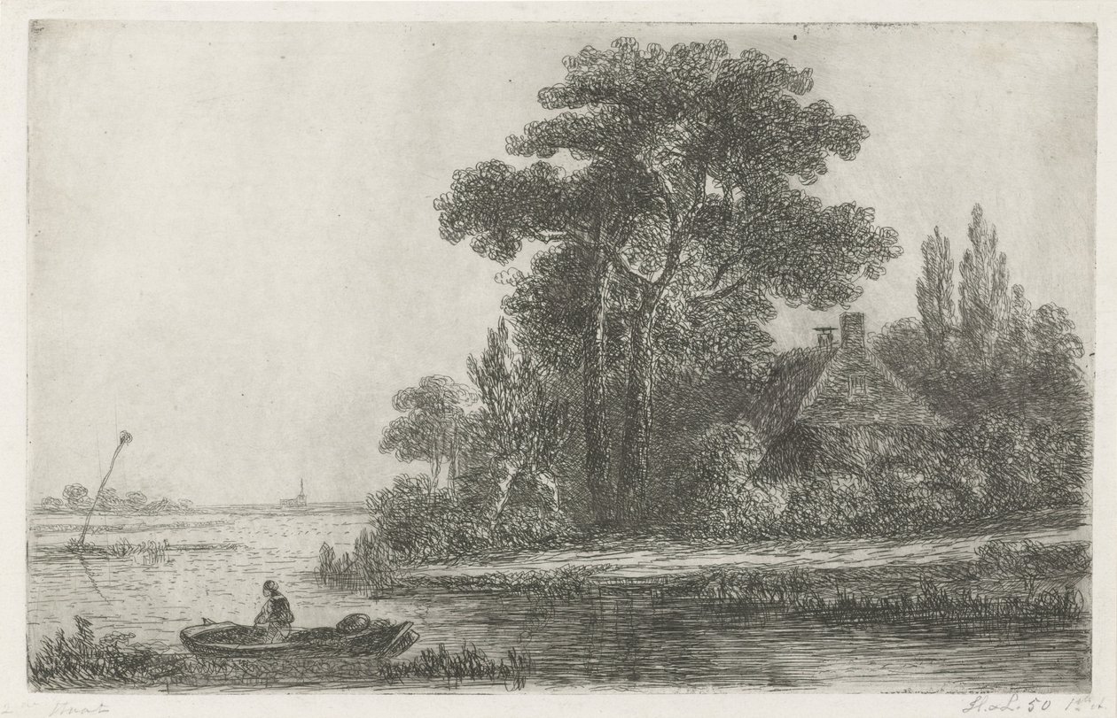 Flodlandskab med beacon af Hermanus Jan Hendrik van Rijkelijkhuysen