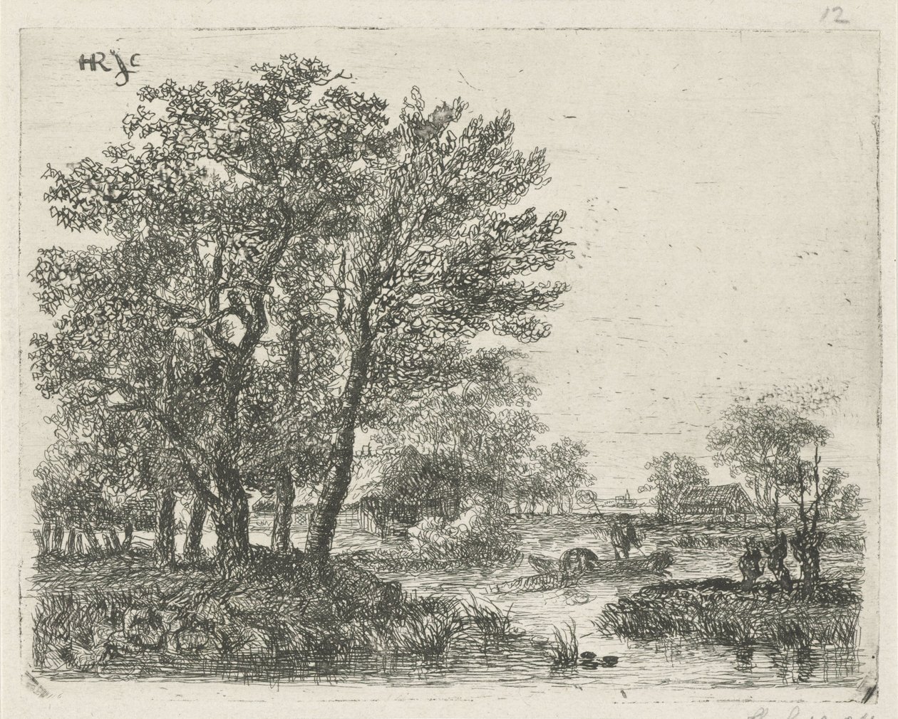 Fiskere i en båd af Hermanus Jan Hendrik van Rijkelijkhuysen