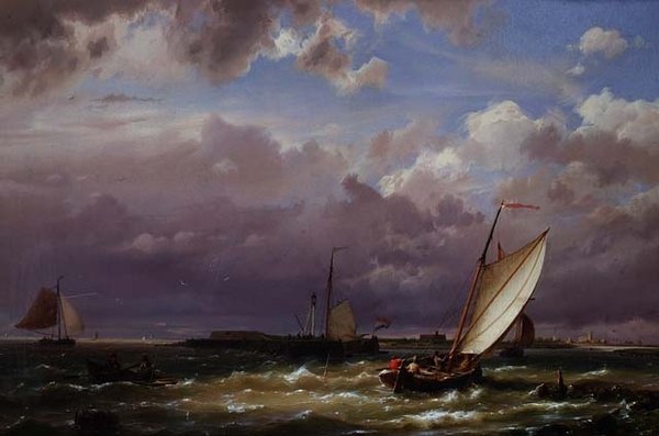 Ud for Enkhuizen, på Zuider Zee af Hermanus Koekkoek