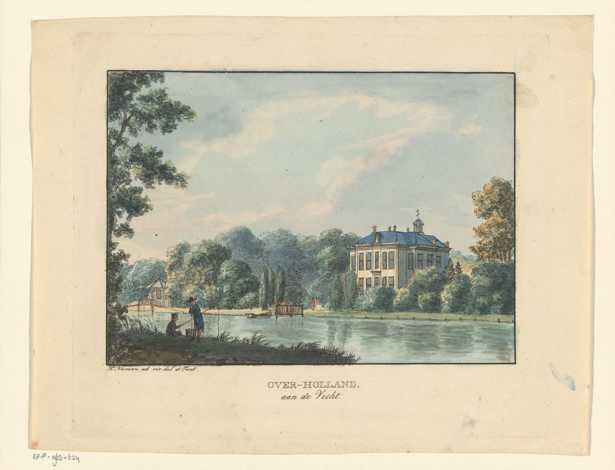 Landejendom Over-Holland ved Vecht Over-Holland aan de Vecht (titel på objekt) af Hermanus Numan