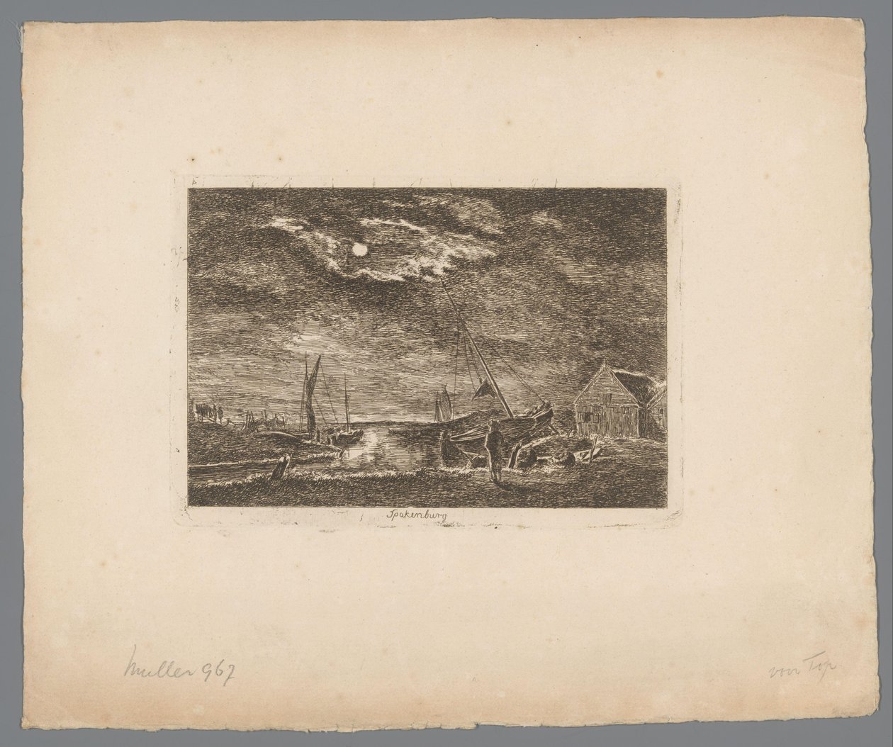 Udsigt over Spakenburg Spakenburg (titel på objekt) Udseende landskaber (serietitel) af Hermanus van Brussel