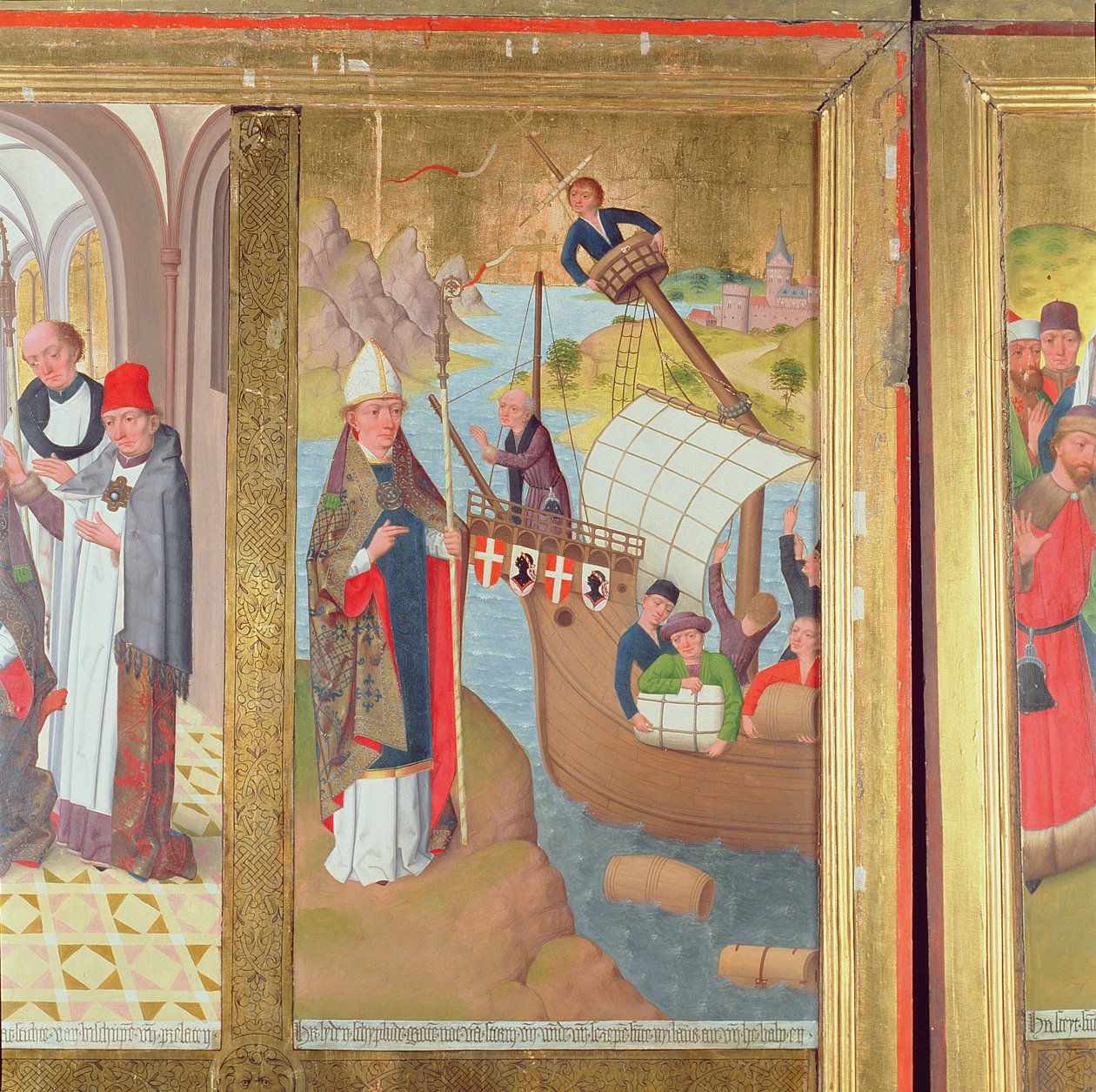 St. Nicholas redder et skib, fra højalteret i St. Nicholas Church, 1481 (detaljer) (se 197688-89, 197691-92) af Hermen Rode