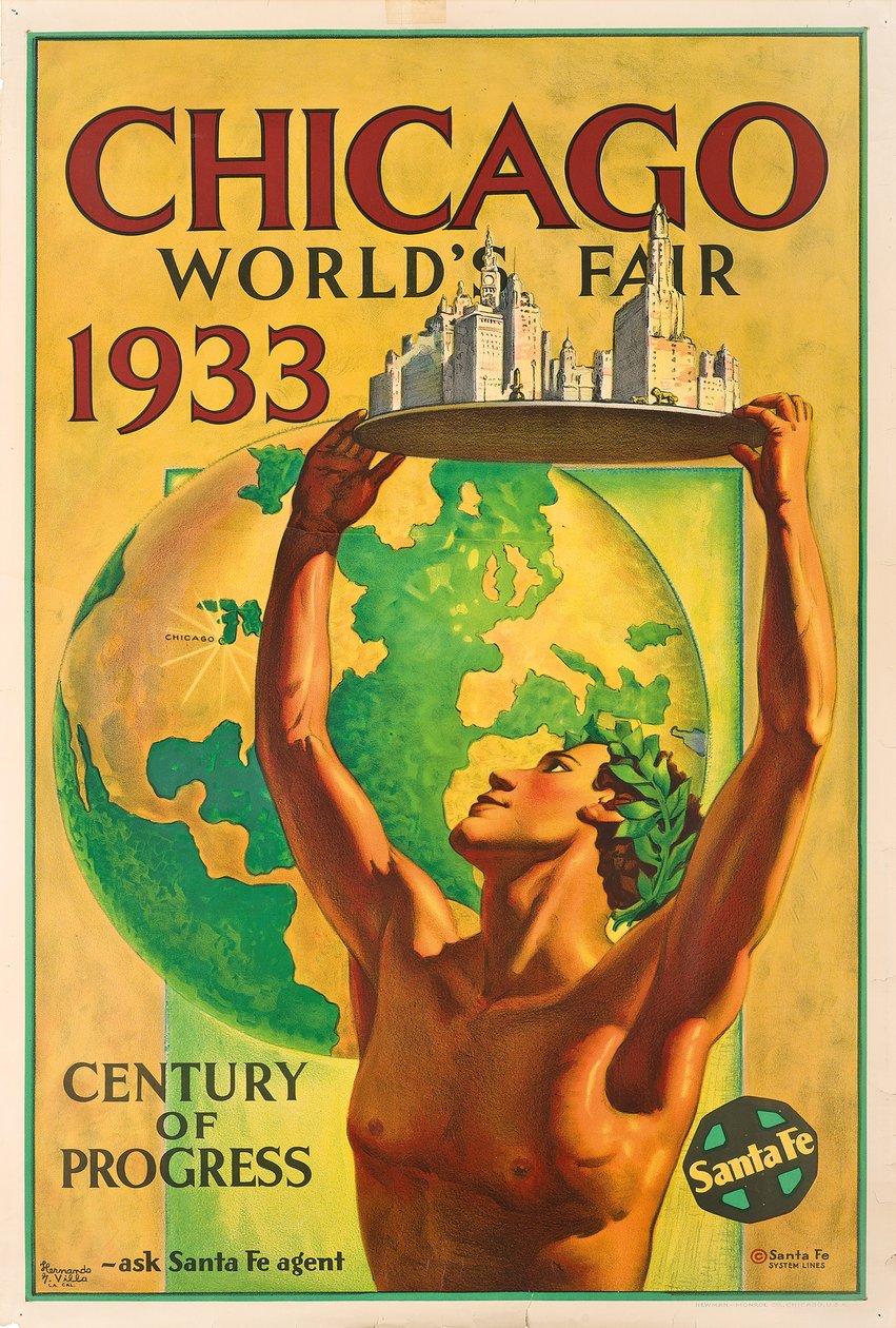 Plakat, der reklamerer for verdensudstillingen i 1933 i Chicago af Hernando Villa