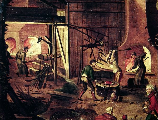 Landskab med Forge af Herri met de Bles