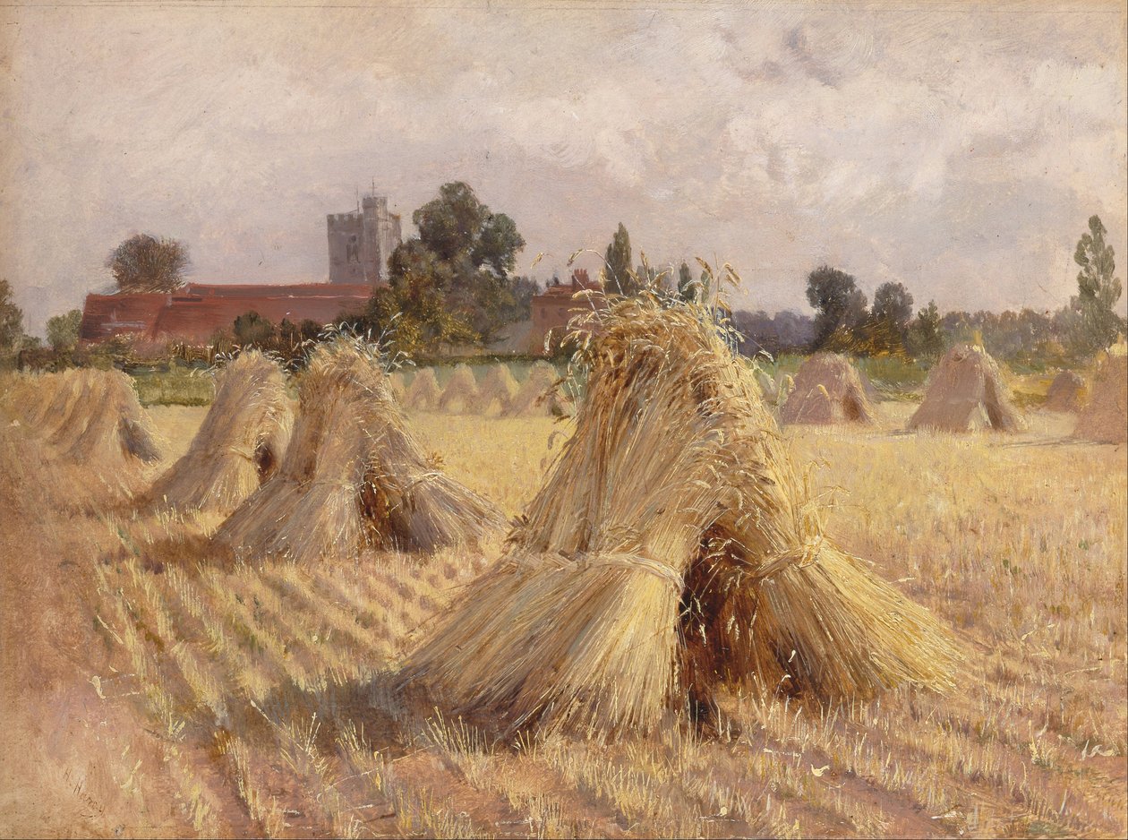Corn Stooks af Bray Church af Heywood Hardy