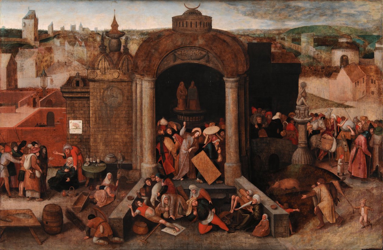 Kristus, der driver de handlende fra templet af Hieronymus Bosch