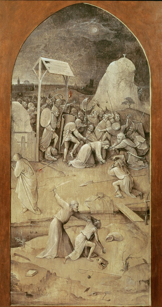 Kristus på vejen til Golgata, fra Fristelsen af St. Anthony triptykon (uden for venstre panel) (se også 821, 35965, 44162, 59834 og 67839) af Hieronymus Bosch
