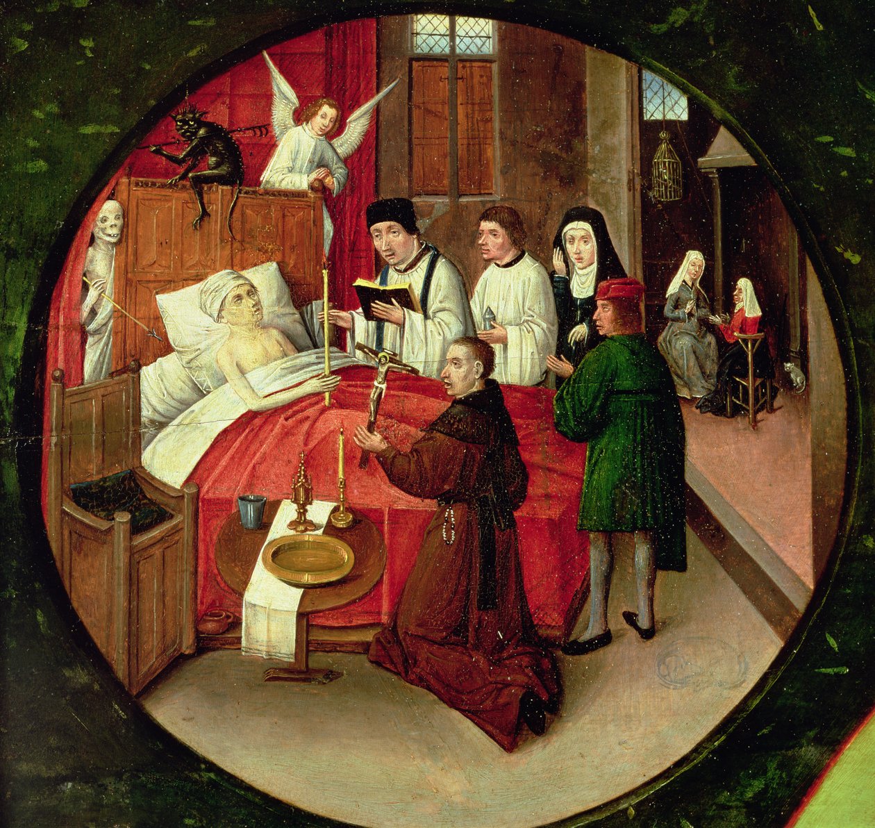 Døden, detalje fra Tabellen over de syv dødssynder og de fire sidste ting (detalje af 68744) af Hieronymus Bosch
