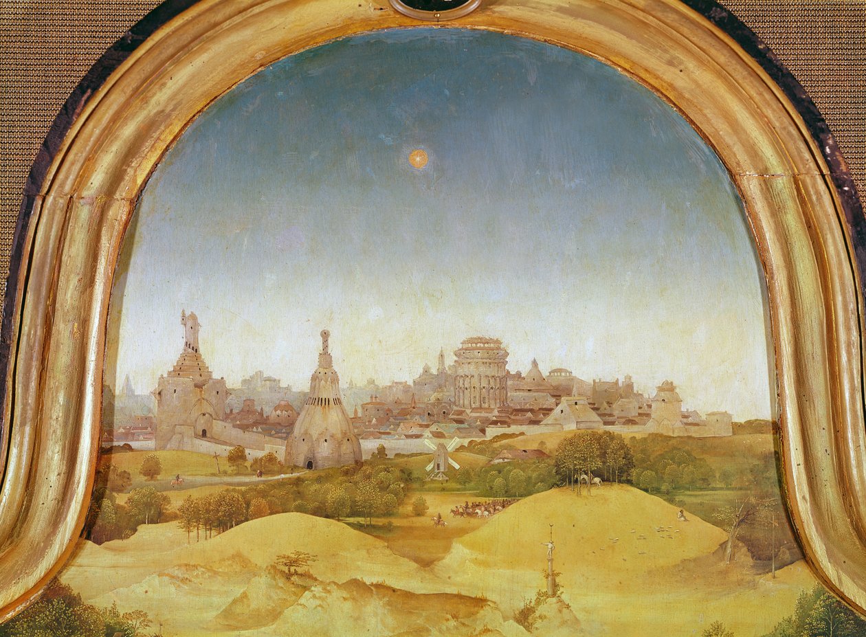 Detalje af det centrale panel af tilbedelsen af Magi, 1510 af Hieronymus Bosch
