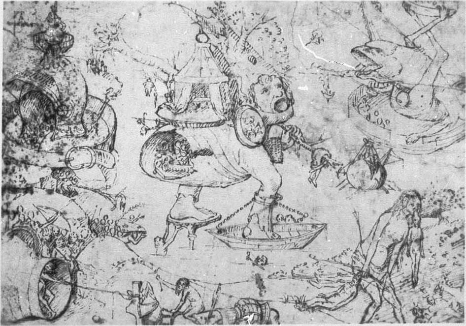 Scene fra helvede med omskrivning fra Garden of Earthly Delight af Hieronymus Bosch
