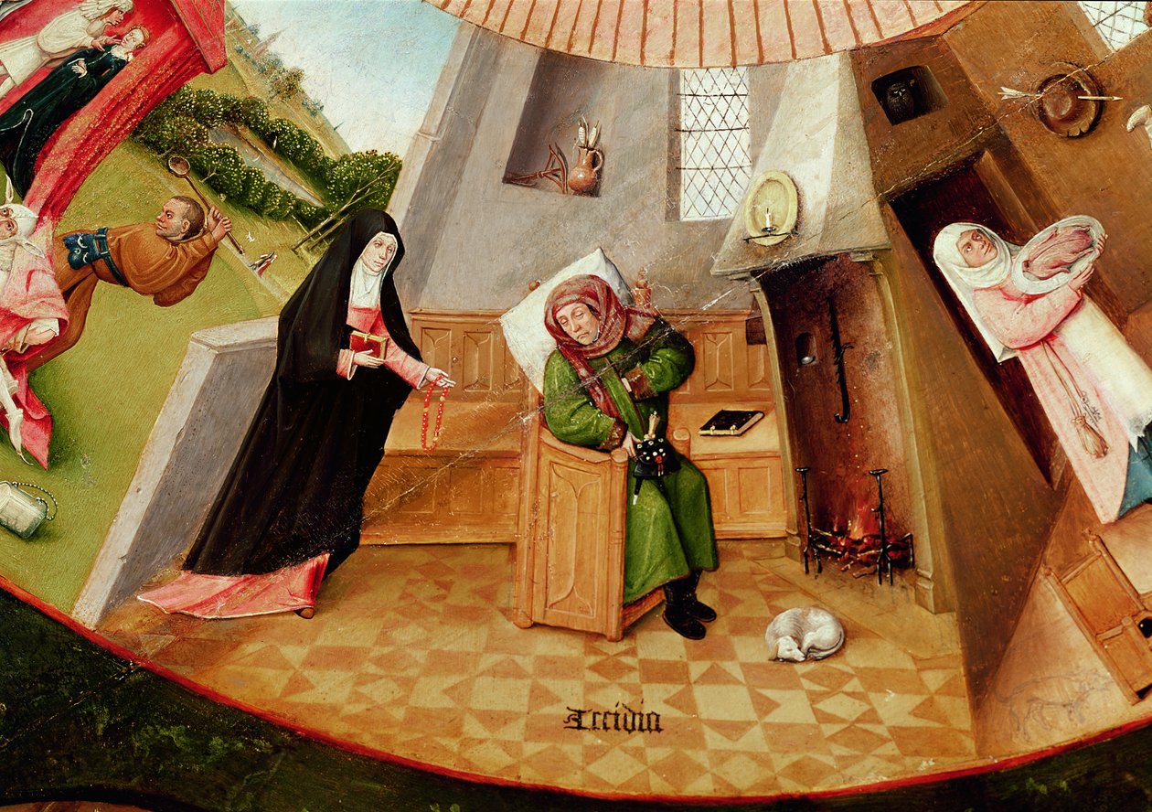 Dovendyr, detalje fra tabellen over de syv dødssynder og de fire sidste ting, ca. 1480 af Hieronymus Bosch