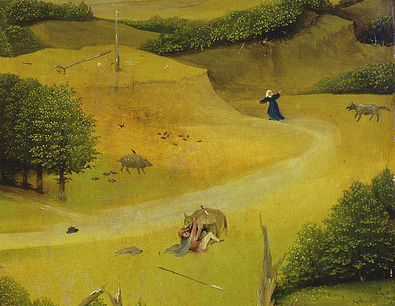 The Adoration of the Magi, detalje af baggrundsfigurer, 1510 (detalje af 3427) af Hieronymus Bosch