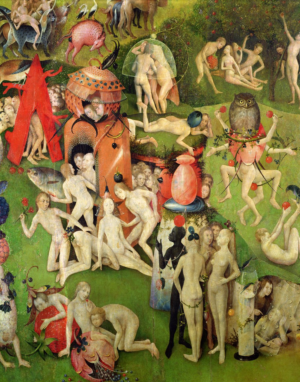 The Garden of Earthly Delights: Allegory of Luxury, centralt panel af triptykon, ca. 1500 (detaljer) af Hieronymus Bosch