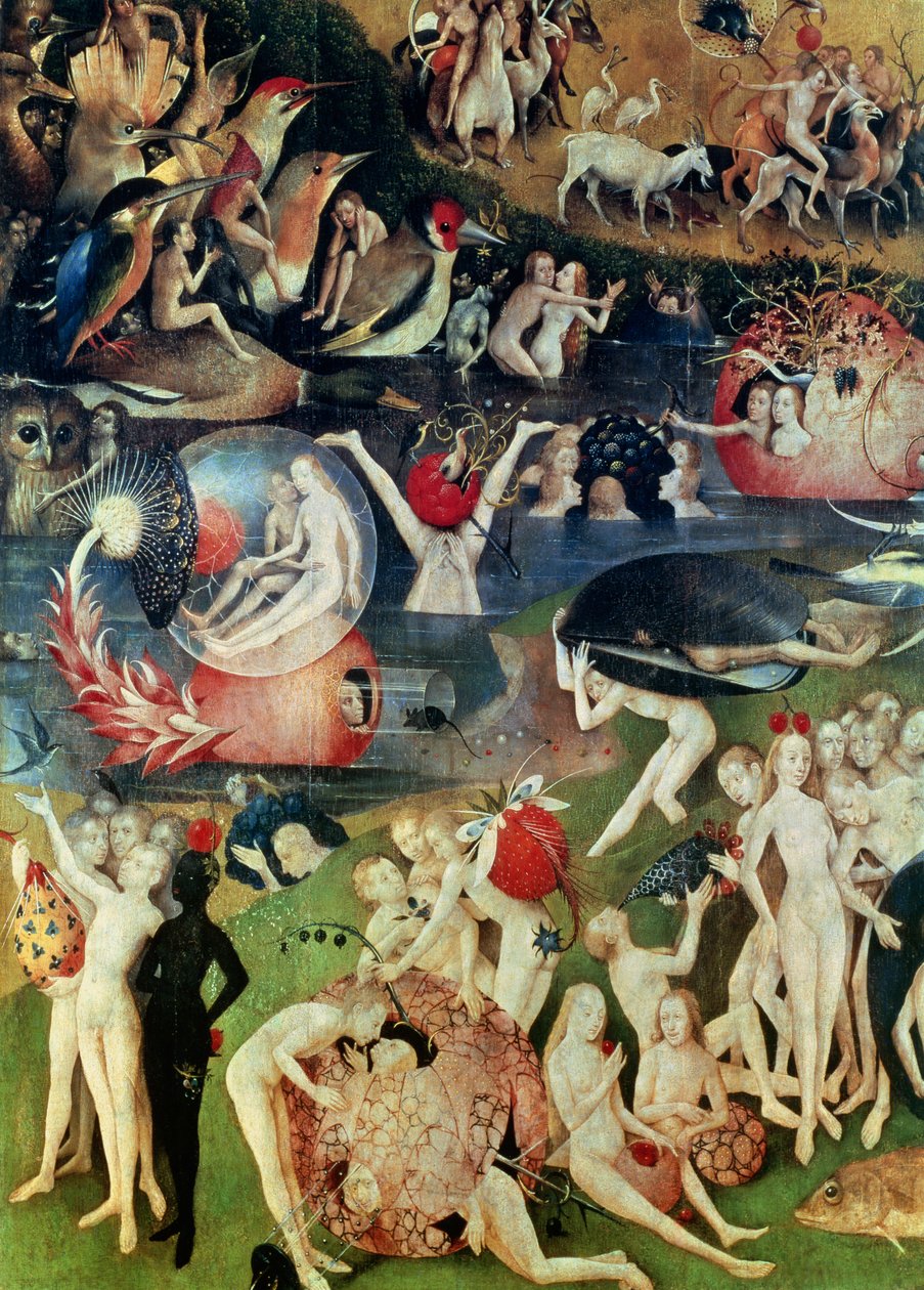 The Garden of Earthly Delights: Allegory of Luxury, detalje af det centrale panel, ca. 1500 af Hieronymus Bosch