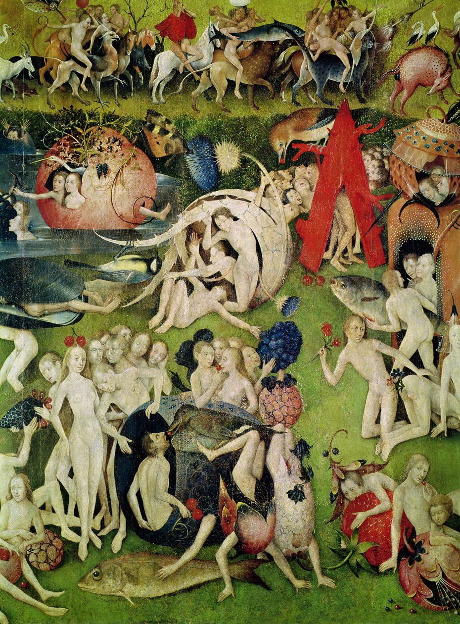 The Garden of Earthly Delights: Allegory of Luxury, detalje af det centrale panel, ca. 1500 af Hieronymus Bosch