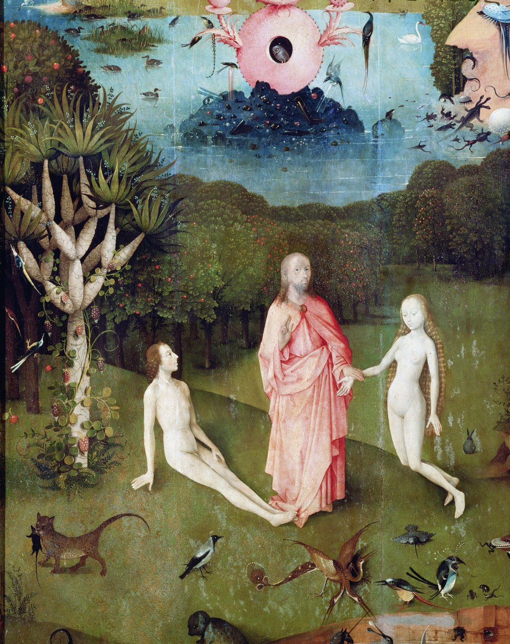 The Garden of Earthly Delights: The Garden of Eden, venstre fløj af triptykon, ca. 1500 (detalje af 37912) af Hieronymus Bosch