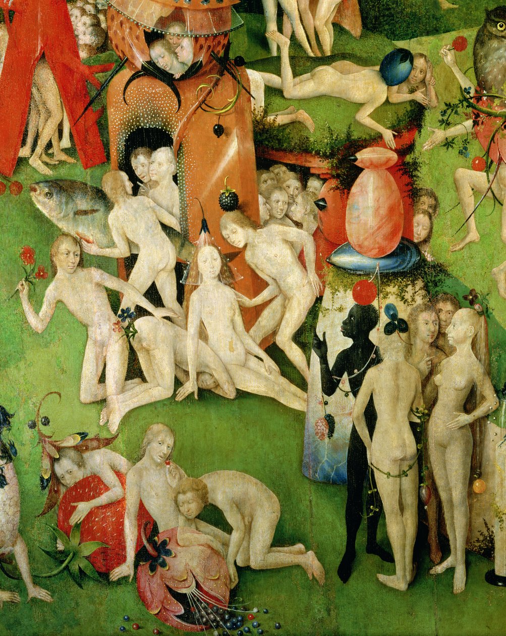 The Garden on Earthly Delights: Allegory of Luxury, centralt panel af triptykon, ca. 1500 (detaljer) af Hieronymus Bosch
