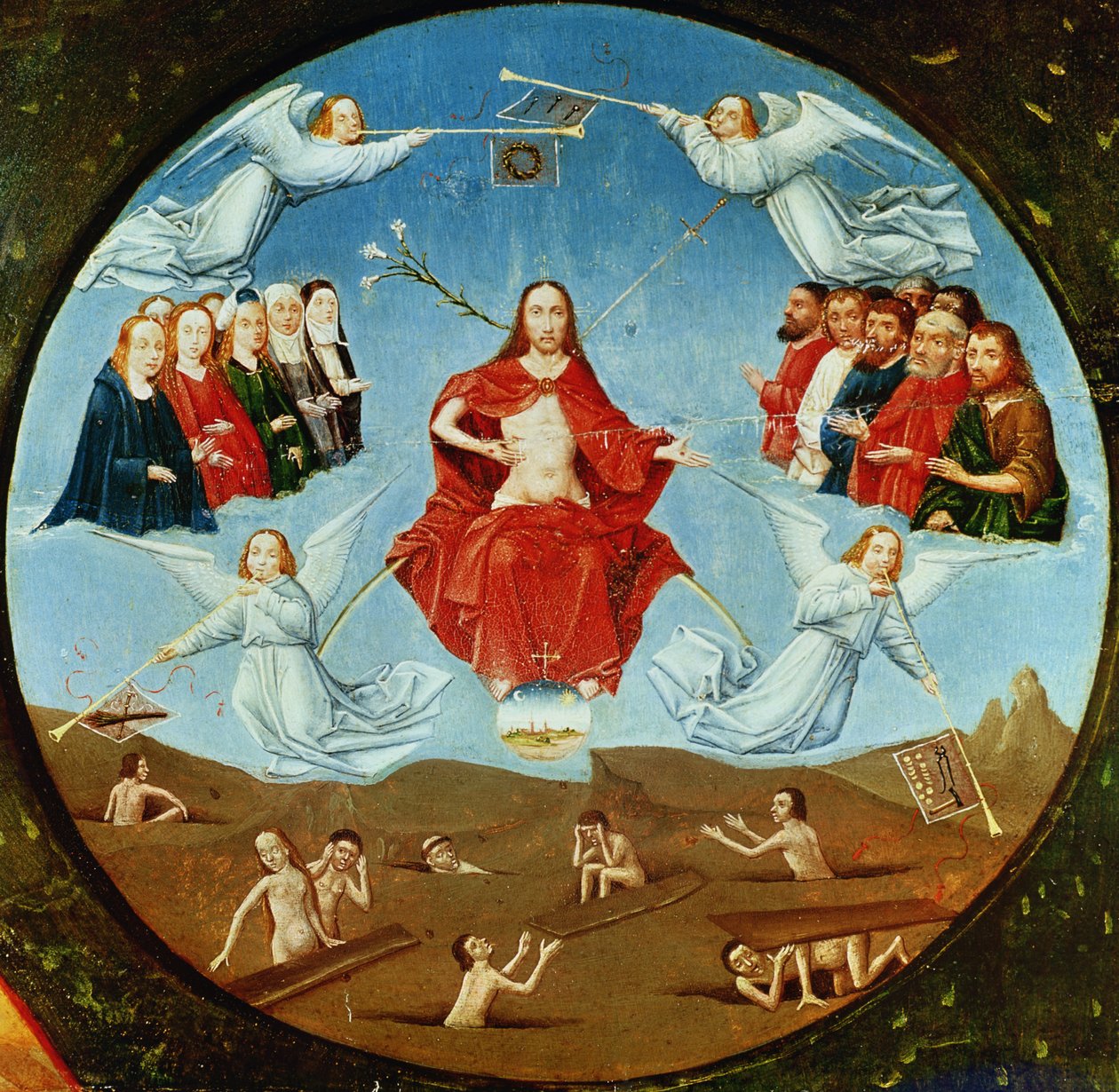Dommen, detalje fra tabellen over de syv dødssynder og de fire sidste ting, ca. 1480 af Hieronymus Bosch
