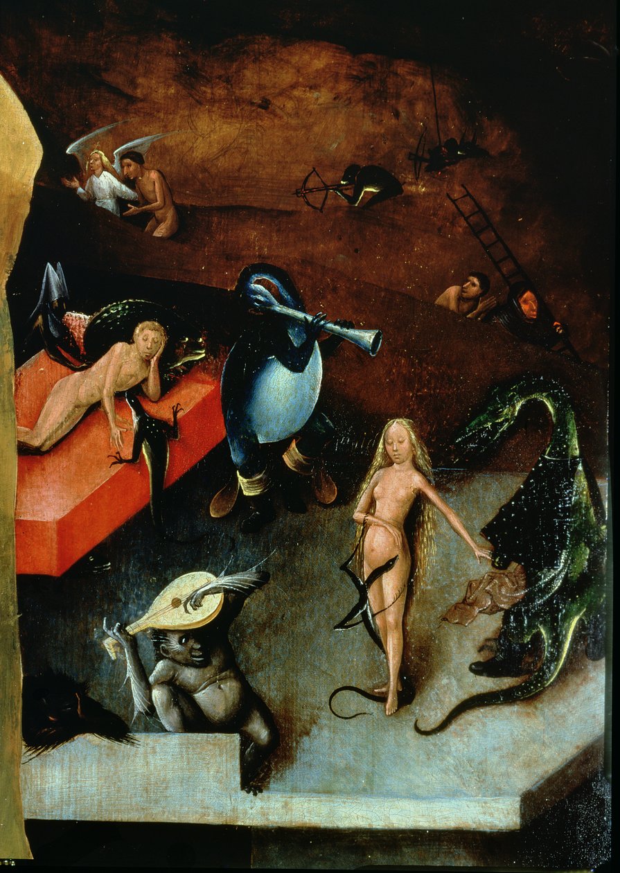 The Last Judgment (altertavle) (detaljer om musikinstrumenter) af Hieronymus Bosch