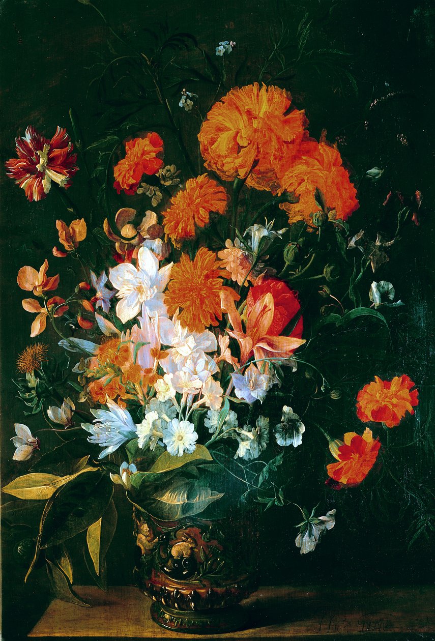 Vase med blomster af Hieronymus the Elder Galle