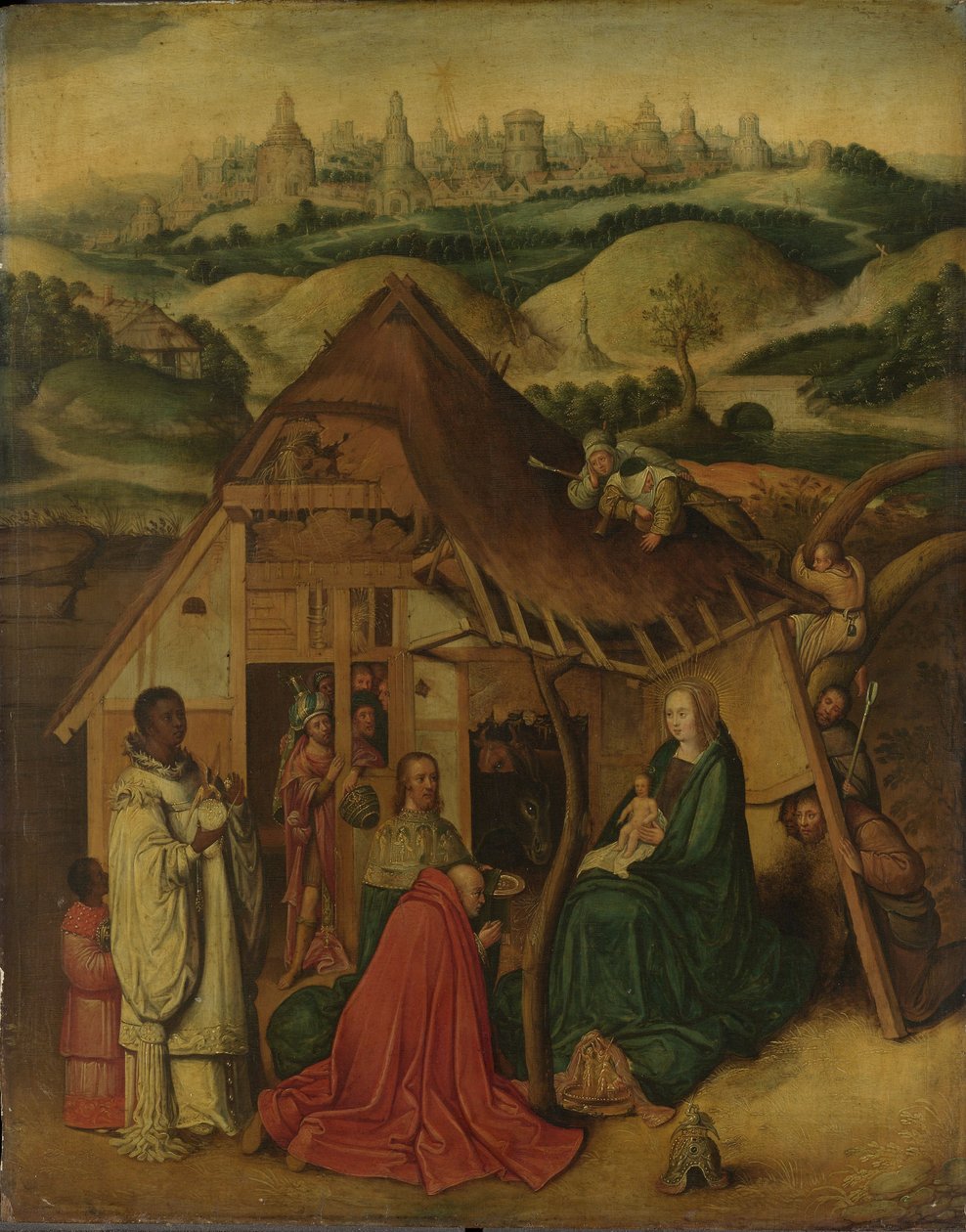 Tilbedelse af Magi, begyndelsen af det 17. århundrede (olie på egetræspanel) af Hieronymus (after) Bosch