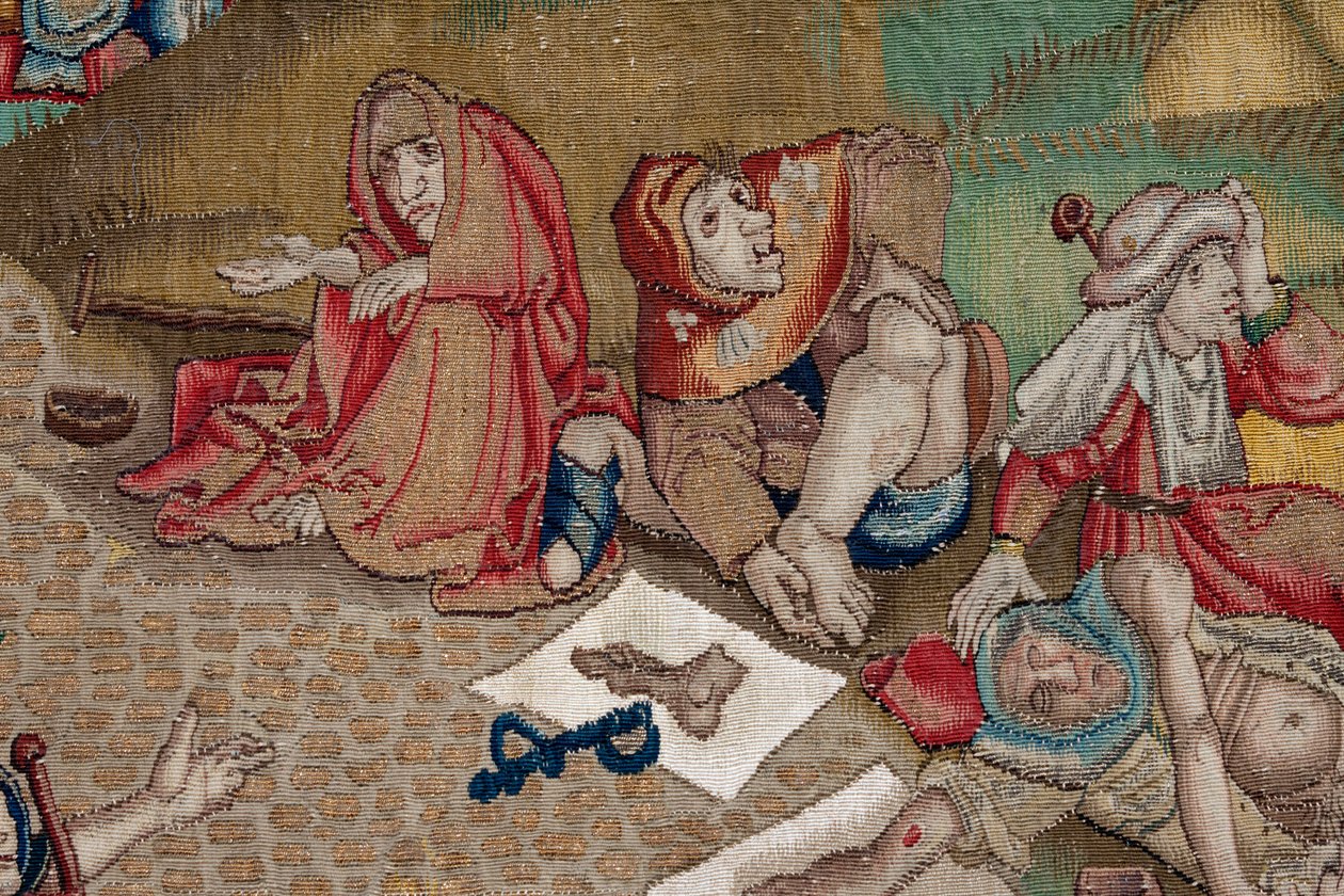 Gobelin inspireret af Hieronymus Boschs værk, ca. 1560 (guld, sølv, silke og uld) af Hieronymus (after) Bosch